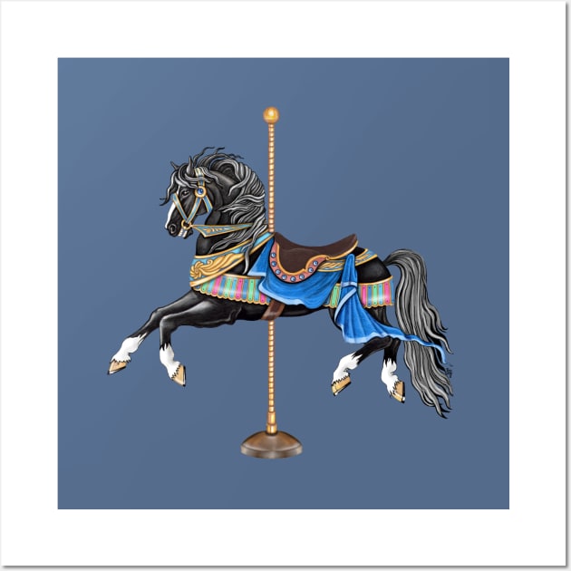 Black Stallion Carousel Horse Wall Art by SandraGale Art